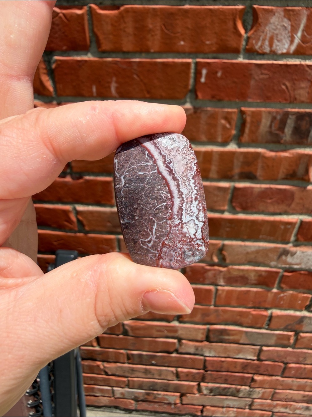 Polished Red and White Agate Freeform Stone B